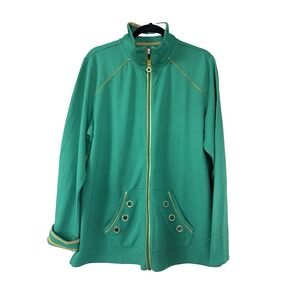 Womens Large Green Sweatshirt Full Zip Mock Neck St. Paddys Day Irish Ireland